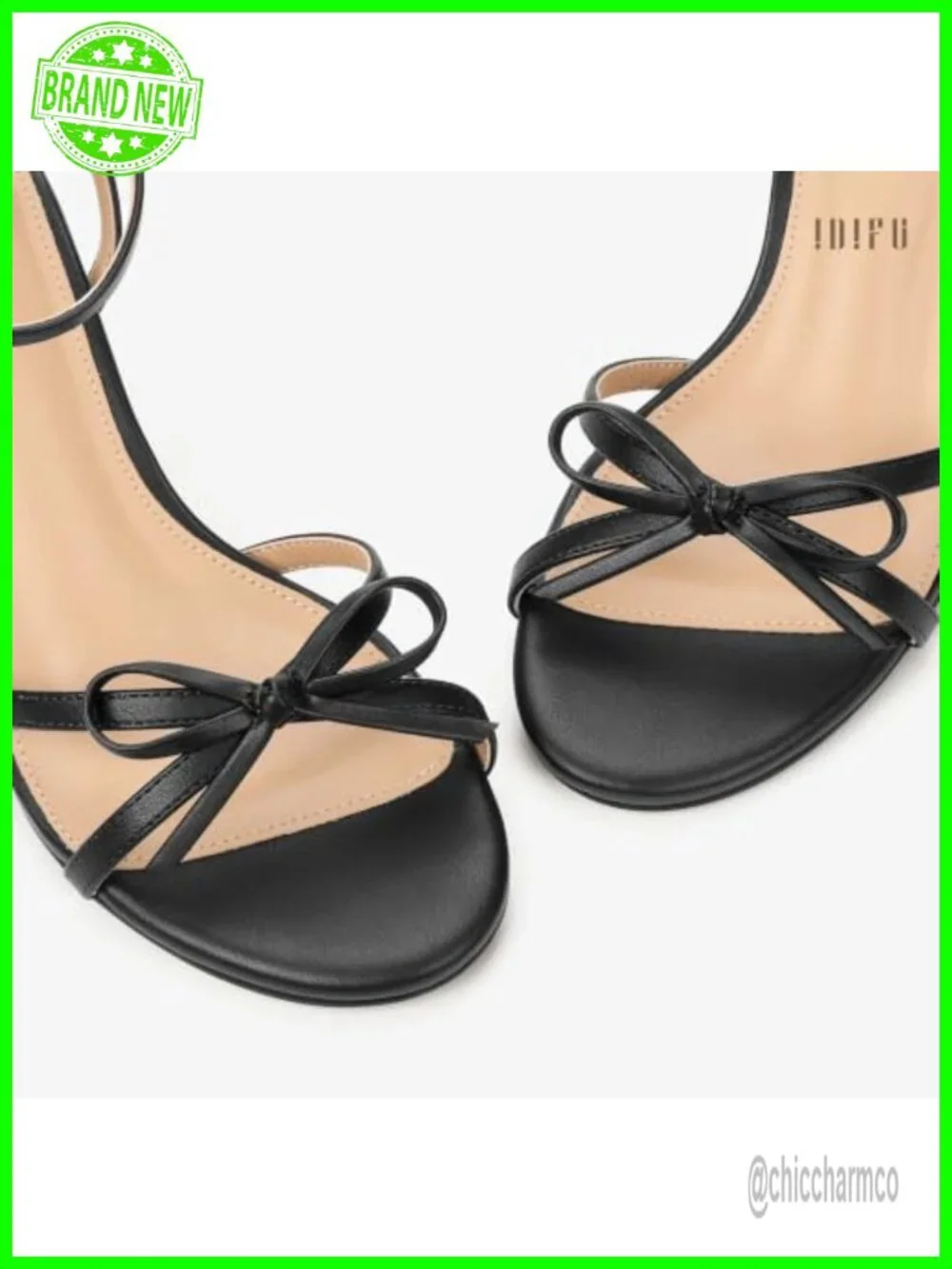 IDIFU Bow Kitten Heels Low Slingback Strappy Small Heeled Sandals